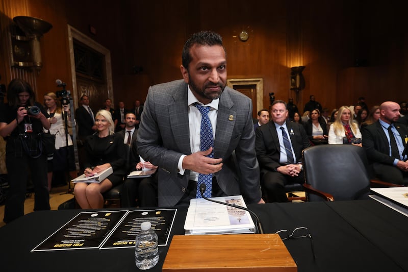 WASHINGTON, DC - MAY 12: Federal Bureau of Investigation (FBI) Director Kash Patel arrives to testify for a Senate Committee on Appropriations, Subcommittee on Commerce, Justice, Science, and Related Agencies hearing in the Dirksen Senate Office Building on Capitol Hill on May 12, 2026 in Washington, DC. The hearing was held to examine the FY2027 budget requests by the federal law enforcement agencies. (Photo by Win McNamee/Getty Images)