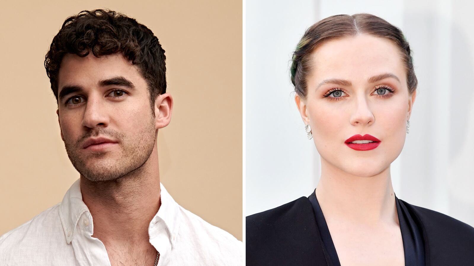 A diptych of Evan Rachel Wood and Darren Criss