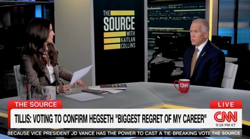 Thom Tillis calls out Donald Trump with Kaitlan Collins on CNN.