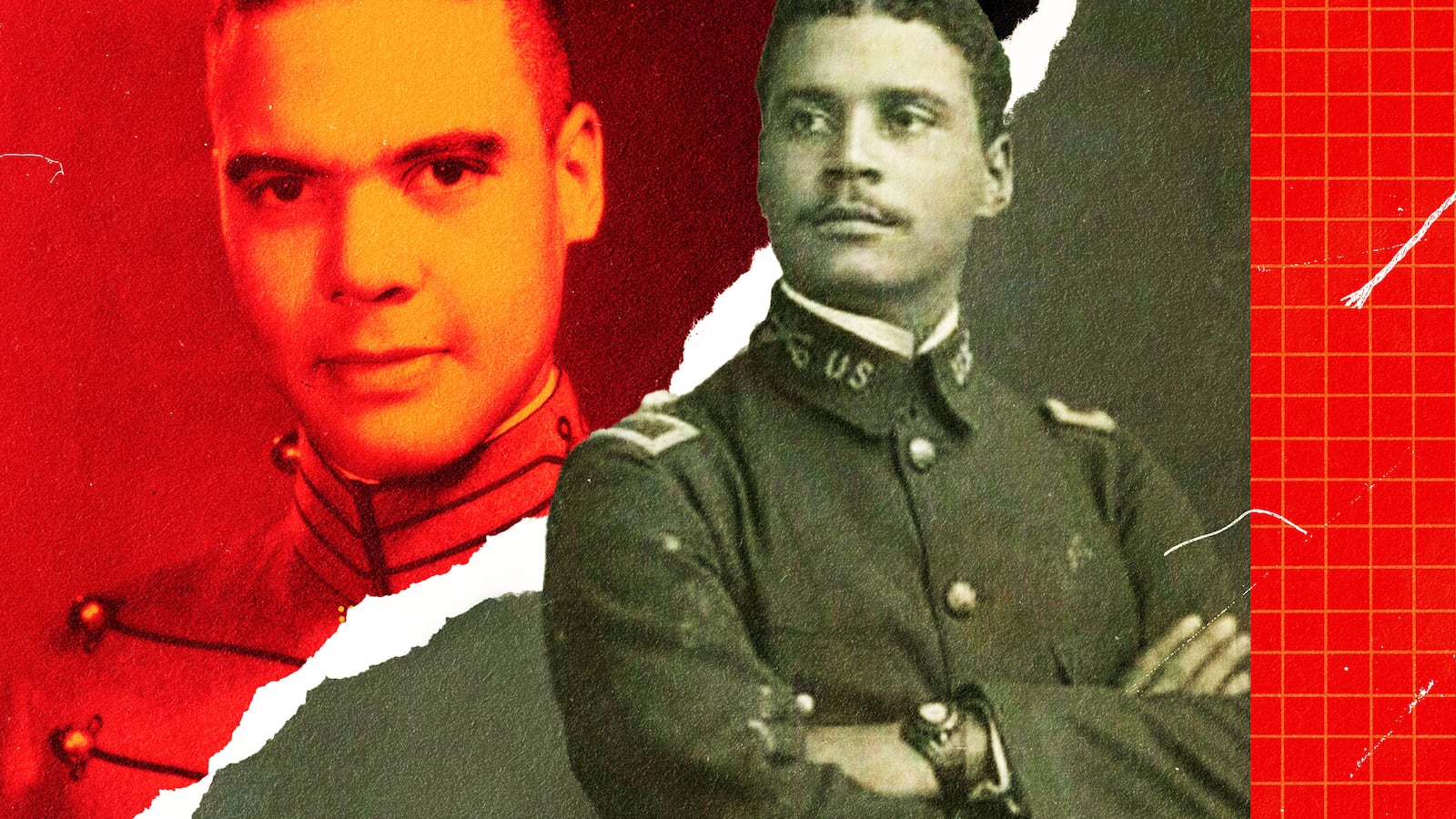A photo illustration of Benjamin Davis Sr and Benjamin Davis Jr in black and red.