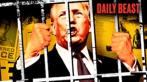Donald Trump locked up in a jail made of the Epstein files and ICE missteps.