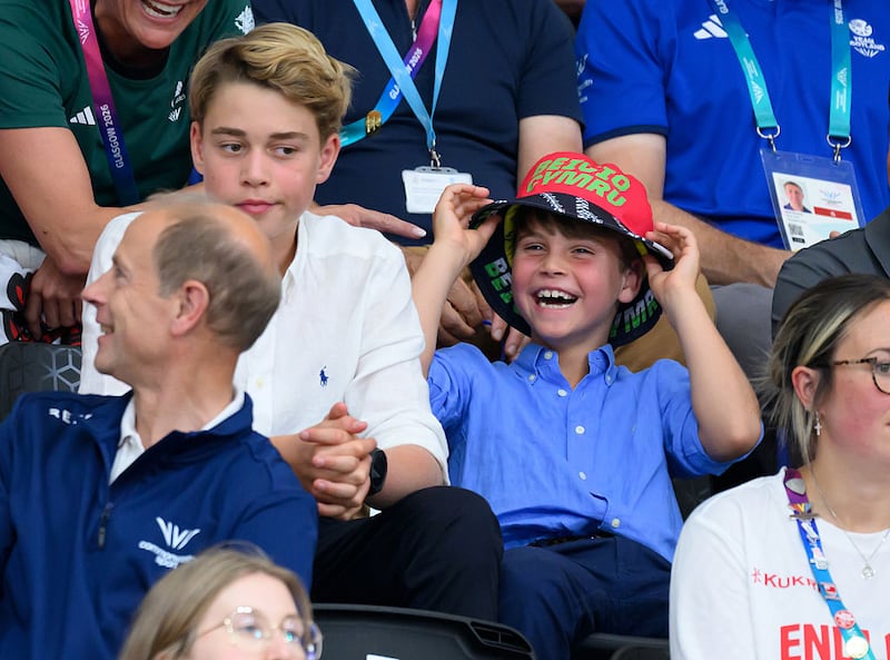Prince George of Wales and Prince Louis of Wales attend the track Cycling during the 2026 Commonwealth Games at the Sir Chris Hoy Velodrome on Aug. 1, 2026, in Glasgow, Scotland. (Photo by Karwai Tang/WireImage)