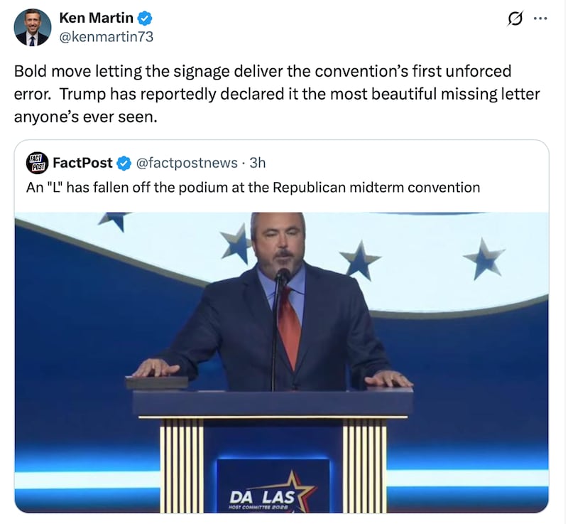 Ken Martin jokes about the missing 'L'.