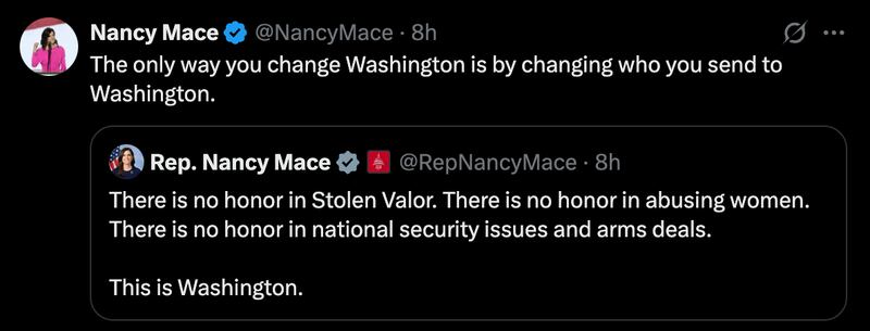 Mace continued her feud with Mills on X.