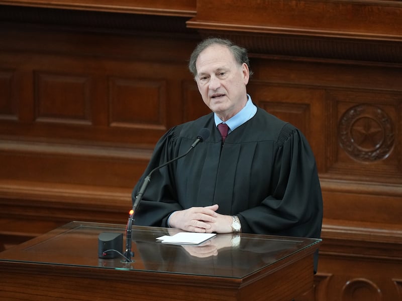 Supreme Court Justice Samuel Alito, pictured speaking May 7, 2026, will recuse himself from a major climate case.