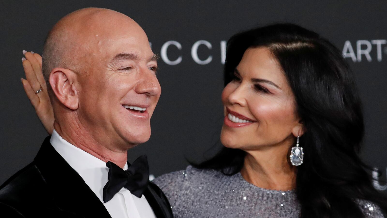 Amazon founder Jeff Bezos and Lauren Sanchez pose at the LACMA Art+Film Gala in Los Angeles, California.