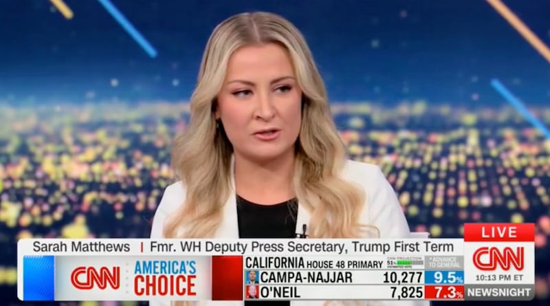 Former White House Deputy Press Secretary Sarah Matthews on CNN.