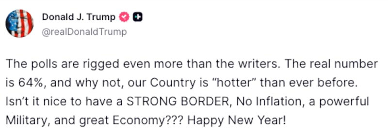 Trump's 2025 New Year's post part 1.