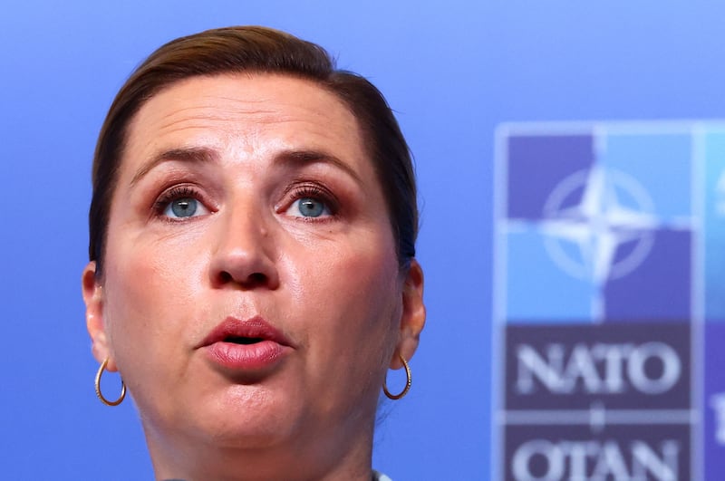 Denmark's Prime Minister Mette Frederiksen during a doorstep at the NATO leaders' summit in Ankara, Turkey, July 8, 2026. REUTERS/Yves Herman