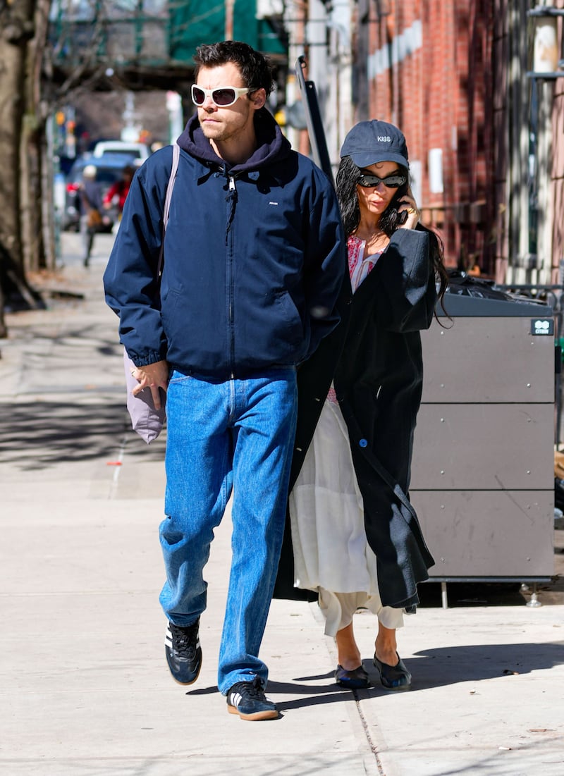 Harry Styles and Zoe Kravitz are seen on March 09, 2026 in New York City.
