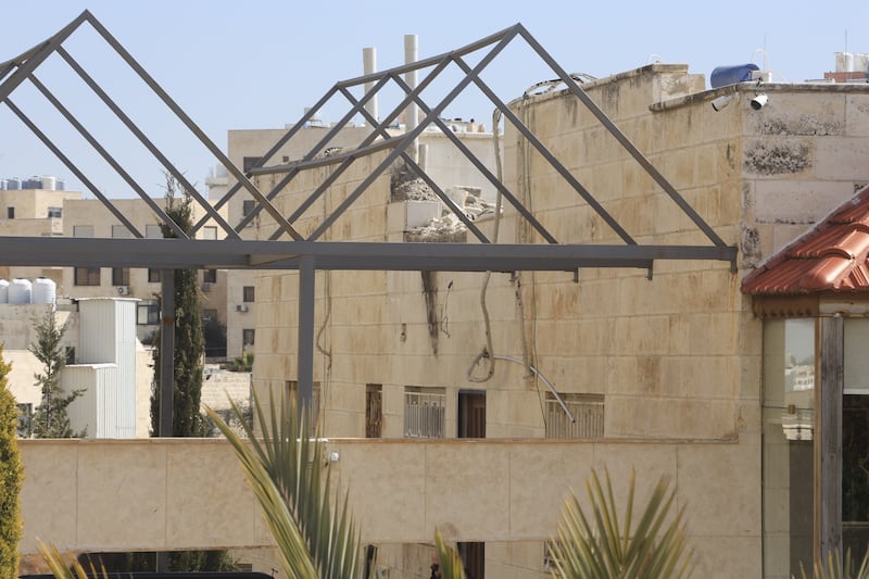 An Iranian missile has fallen on a home on in Amman, Jordan. Iran launched a wave of missiles at Israel, soaring over neighboring Jordan, after a joint U.S.-Israeli attack on multiple locations across Iran this morning. (Photo by Salah Malkawi/Getty Images)