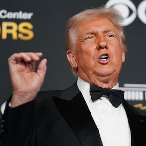 WASHINGTON, DC - DECEMBER 07: U.S. President Donald Trump attends the 48th annual Kennedy Center Honors at the Kennedy Center on December 07, 2025 in Washington, DC. The 2025 Kennedy Center Honorees are Sylvester Stallone, George Strait, the rock band KISS, Gloria Gaynor, and Michael Crawford. (Photo by Allison Robbert/Getty Images)