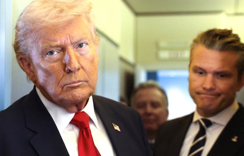 U.S. President Donald Trump, with Secretary of Defense Pete Hegseth