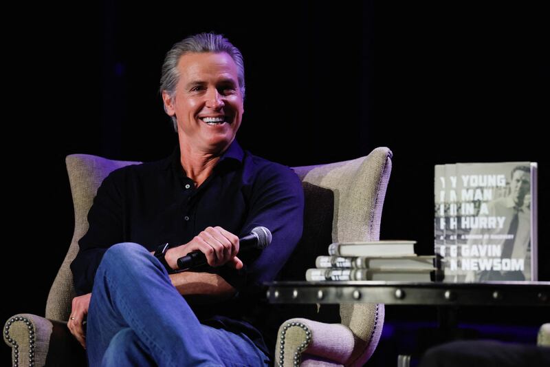 California Governor Gavin Newsom, who is considered a likely contender for the 2028 U.S. presidential election, speaks about his new memoir "Young Man in a Hurry."