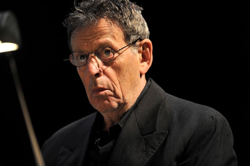 Philip Glass performing "The Qatsi Trilogy" at the Edinburgh Playhouse as part of the Edinburgh International Festival.
