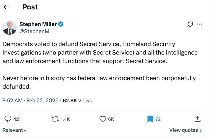 Stephen Miller used the fatal shooting for some political gain on Sunday.