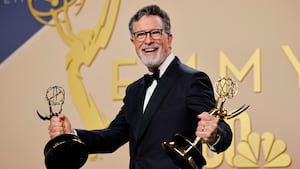 Stephen Colbert poses with the award for Outstanding Variety Series for "The Late Show with Stephen Colbert" during the 78th Primetime Emmy Awards in Los Angeles, California, U.S., September 14, 2026.