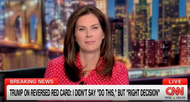 CNN host Erin Burnett discusses Trump's red card faux pas.
