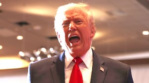 President Donald Trump departs from the stage after delivering remarks during an event at Mount Airy Casino Resort on December 9, 2025 in Mount Pocono, Pennsylvania.
