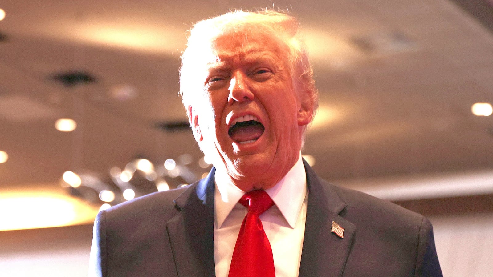 President Donald Trump departs from the stage after delivering remarks during an event at Mount Airy Casino Resort on December 9, 2025 in Mount Pocono, Pennsylvania.