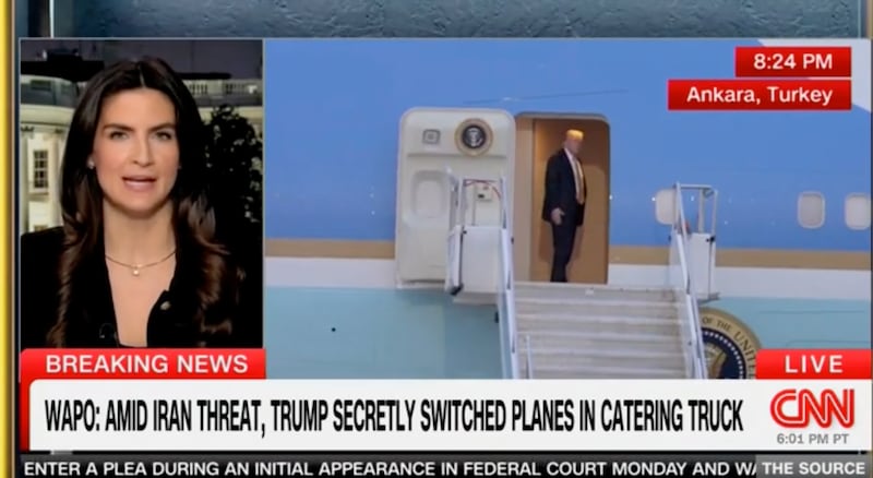 Trump enters Air Force One in Turkey.