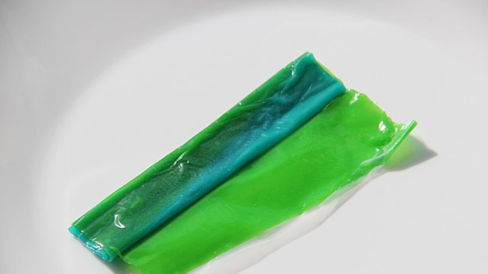 A green Fruit Roll-Up.