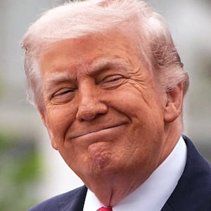 President Donald Trump smiles as he speaks during the ceremonial welcome of King Charles III and Queen Camilla on the South Lawn of the White House, Washington DC, on day two of the state visit to the US.