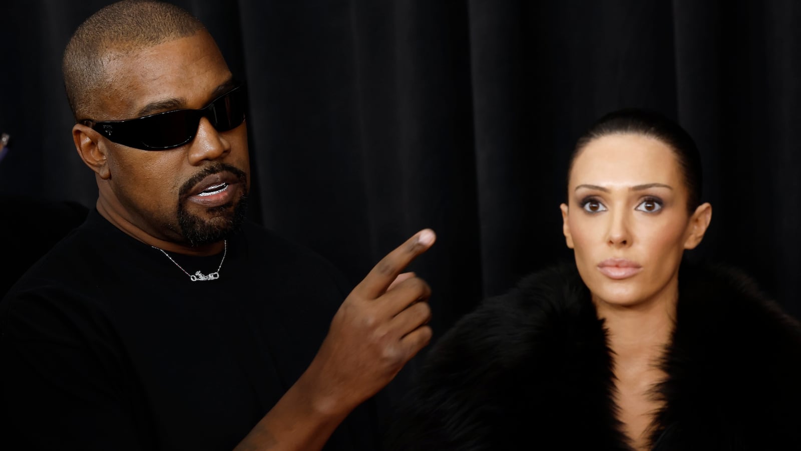 LOS ANGELES, CALIFORNIA - FEBRUARY 02: (FOR EDITORIAL USE ONLY) (L-R) Kanye West and Bianca Censori attend the 67th GRAMMY Awards on February 02, 2025 in Los Angeles, California. (Photo by Frazer Harrison/Getty Images)