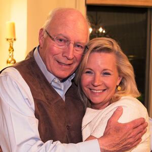 WILSON, WY - AUGUST 16: In this handout image provided by David Hume Kennerly, former Vice President Dick Cheney (L) hugs his daughter Liz Cheney after she won the Republican primary for the U.S. Congress August 16, 2016 in Wilson, Wyoming. Vice President Cheney was formerly the U.S. Congressman from Wyoming. (Photo by David Hume Kennerly via GettyImages
