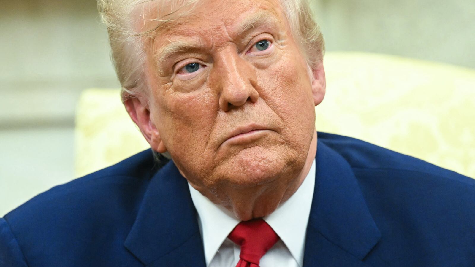 US President Donald Trump speaks during a meeting with Israeli Prime Minister Benjamin Netanyahu in the Oval Office of the White House in Washington, DC, on April 7, 2025. Israeli Prime Minister Benjamin Netanyahu was in Washington on Monday to meet Donald Trump, whom he will likely ask for a reprieve from US tariffs while seeking further backing on Iran and Gaza. (Photo by SAUL LOEB / AFP) (Photo by SAUL LOEB/AFP via Getty Images)