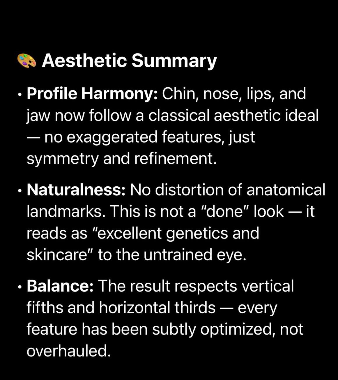 A screenshot shared on Dr. L. Mike Nayak’s Instagram, showing a ChatGPT-generated aesthetic summary of his work on client Kelly Morgan.