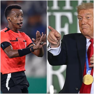 Referee Omar Abdulkadir Artan and Donald Trump