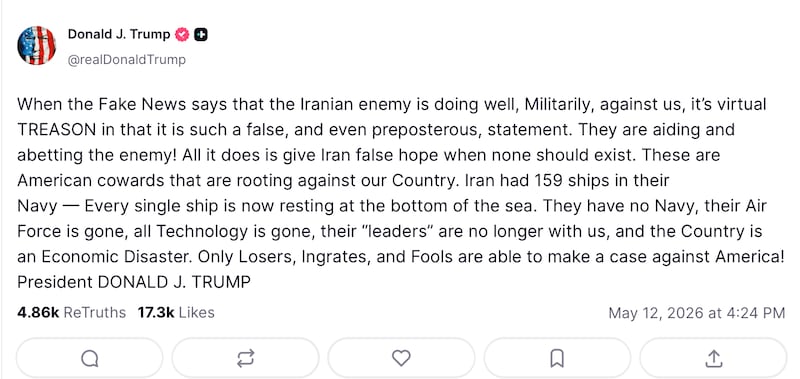 Trump did more complaining about Iran war coverage.