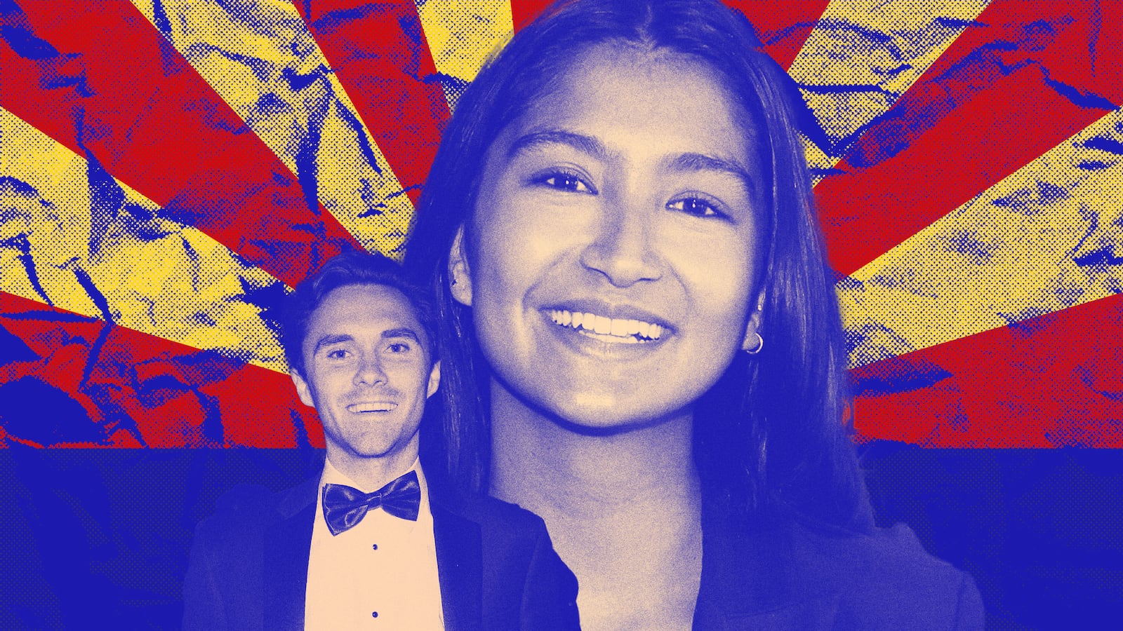 Deja Foxx and David Hogg on an adapted Arizona flag background