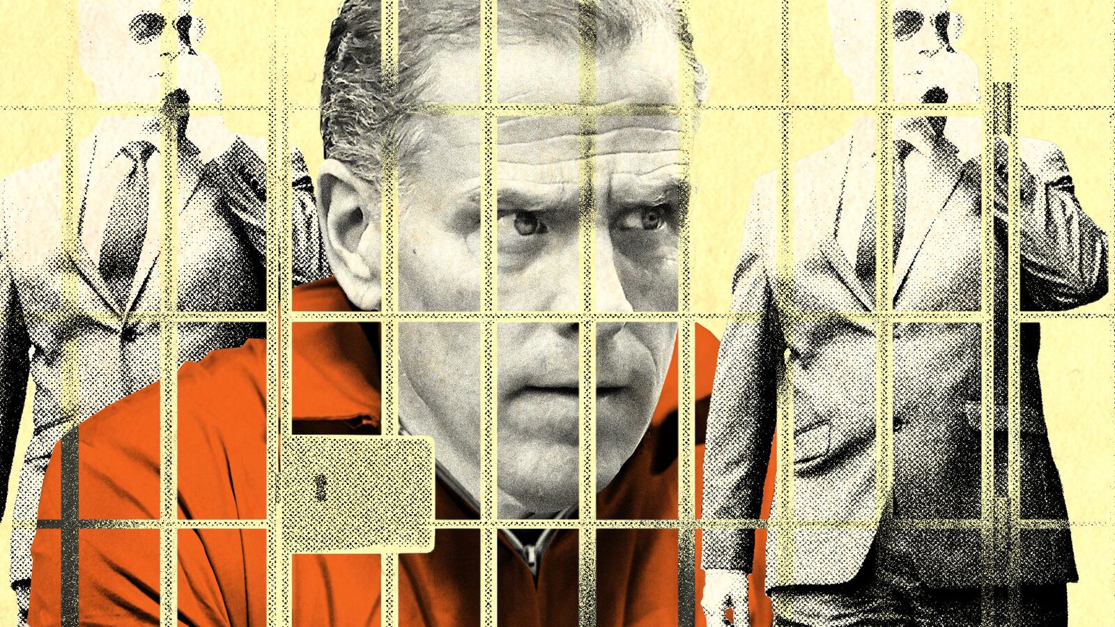 A photo illustration of Hunter Biden in jail with secret service agents