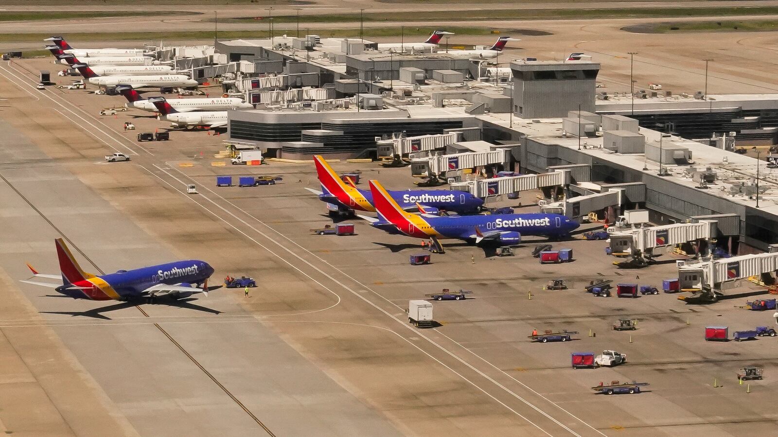Southwest commercial airliners are seen at Hartsfield-Jackson Atlanta International Airport in Atlanta, Georgia, U.S., April 5, 2024.