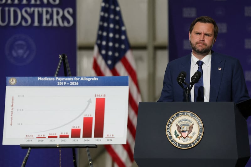 U.S. Vice President JD Vance discusses anti-fraud initiatives during a visit to Wisconsin Air National Guard's 128th Air Refueling Wing at Milwaukee Mitchell Airport in Milwaukee, Wisconsin, U.S. July 8, 2026. REUTERS/Jim Vondruska