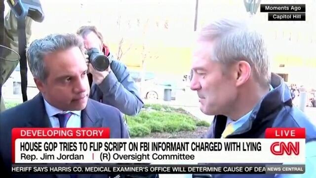 CNN correspondent Manu Raju confronts Jim Jordan on discredited FBI informant Alexander Smirnov.