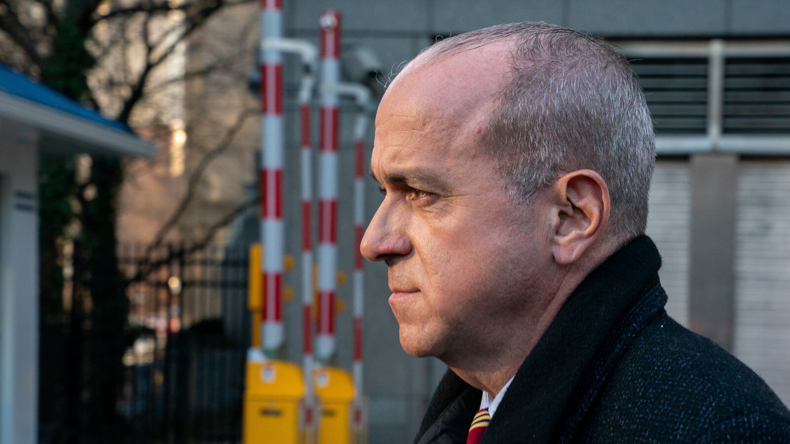 Ed Mullins, former president of the NYPD Sergeants Benevolent Association (SBA), exits following his initial court appearance for defrauding a union, at the United States Courthouse in the Manhattan borough of New York City, Feb. 23, 2022.