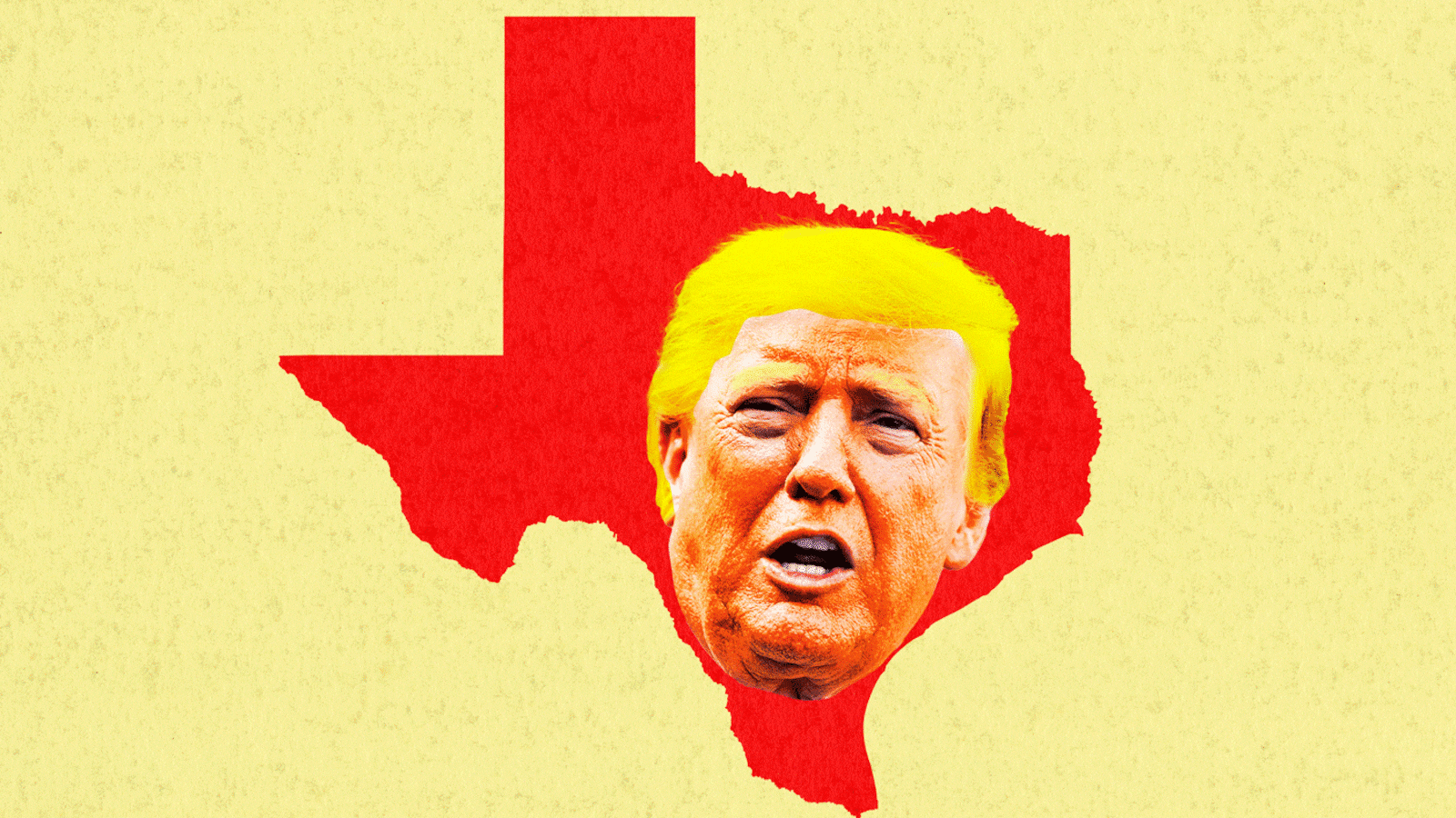 Animated GIF of Trump and Texas state turning red to purple.