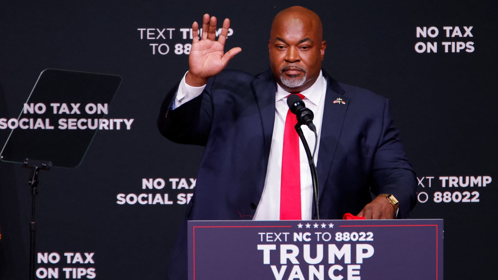 Mark Robinson attends a campaign event in Asheville, North Carolina.