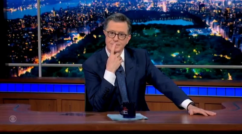 The Late Show with Stephen Colbert, Colbert after the band played Peanuts music.