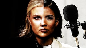 A split image of Erika Kirk and Candace Owens.