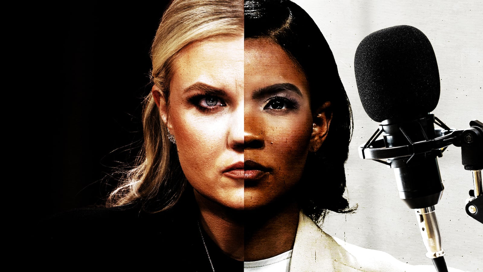 A split image of Erika Kirk and Candace Owens.