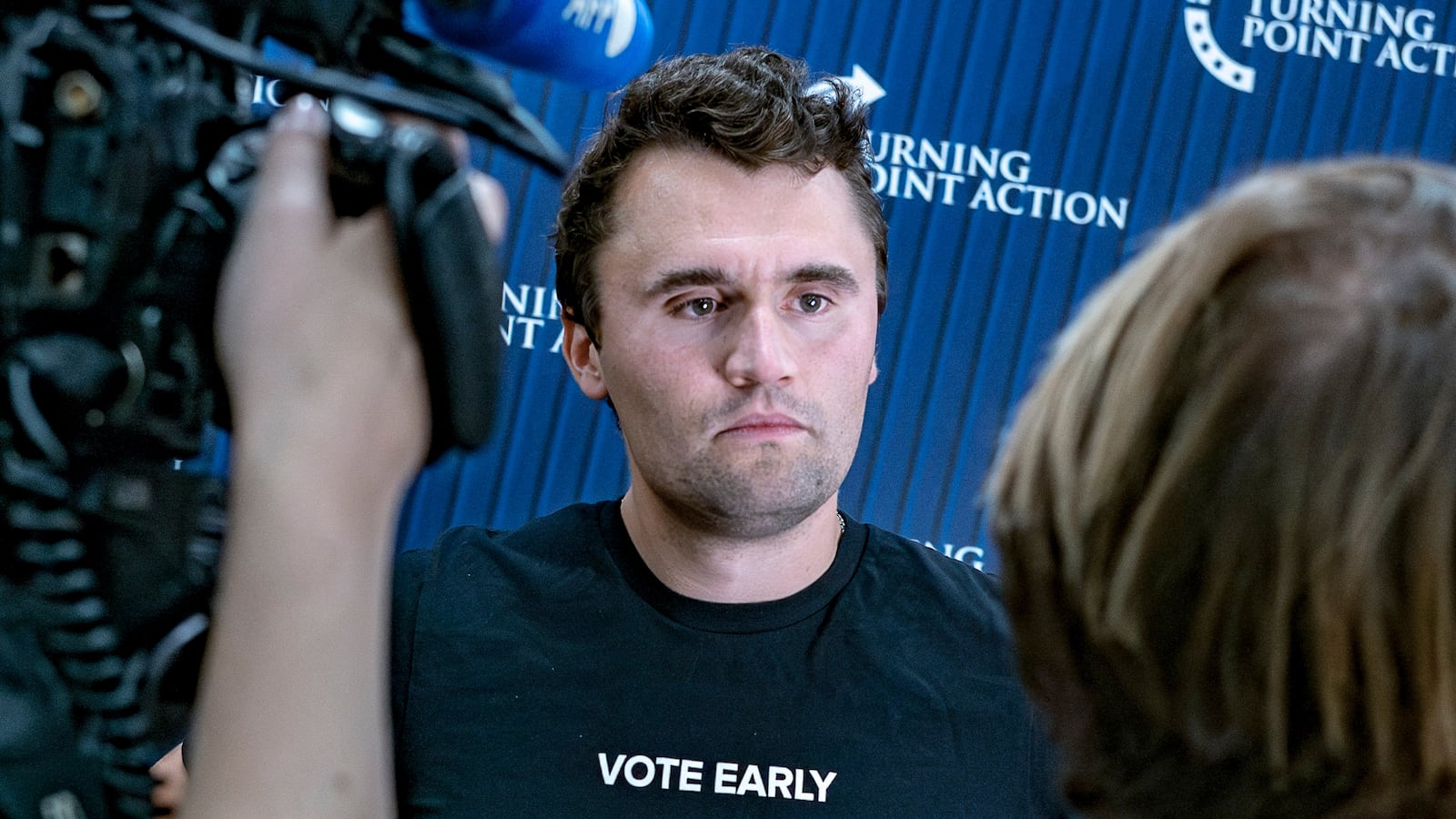 Conservative political activist Charlie Kirk, founder of Turning Point Action, after a meeting on the campus of the University of Arizona in Tucson on Oct. 17, 2024.