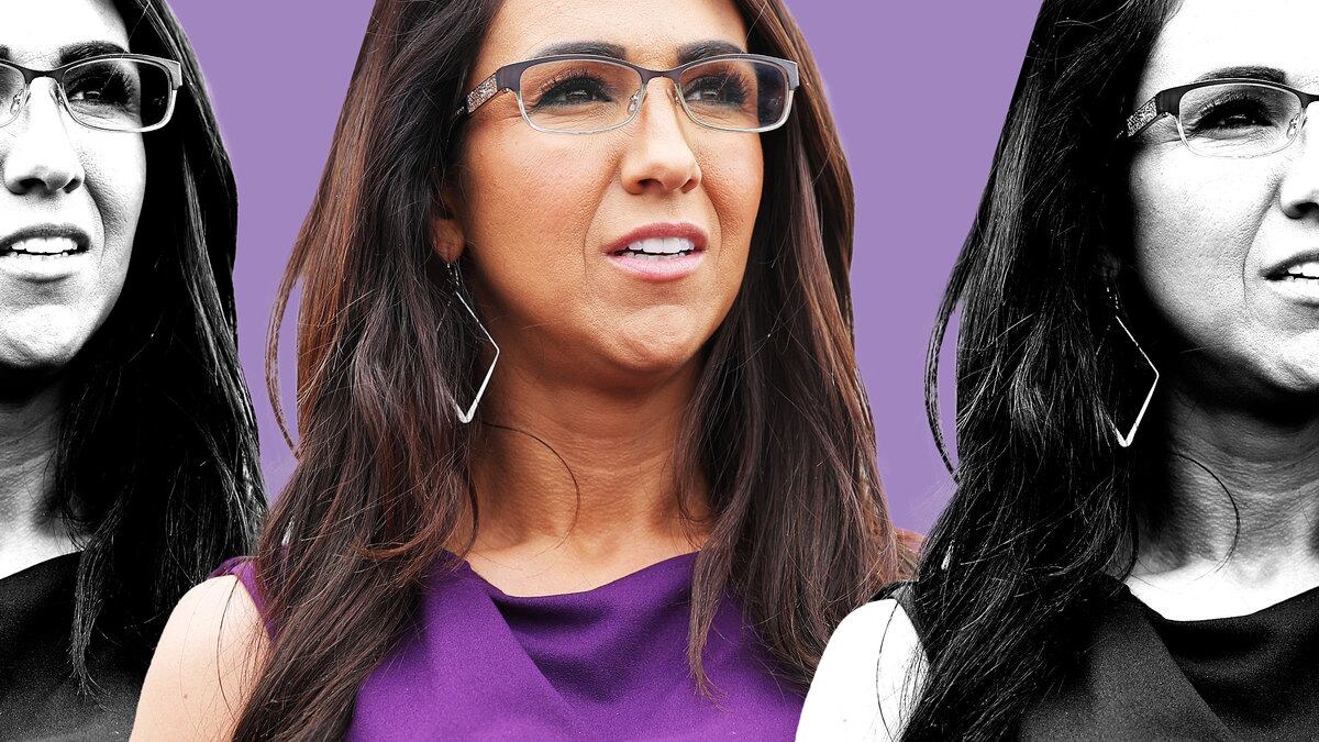 A photo illustration of Lauren Boebert