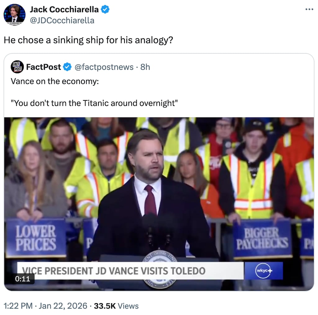JD Vance Roasted After Comparing Trump Economy to ‘Titanic’