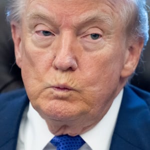 Donald Trump speaks to the press in the Oval Office of the White House in Washington, DC, on February 2, 2026.