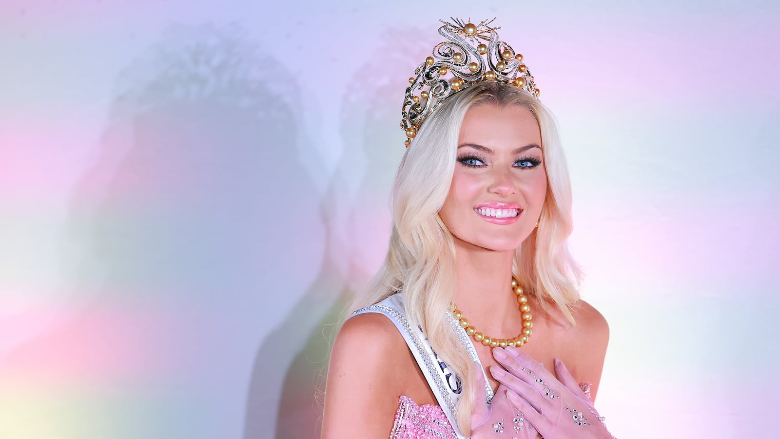 Miss Universe 2024, Victoria Kjær Theilvig, attends the media in a press conference at The 73rd Miss Universe Competition - show at Arena Ciudad de Mexico on November 16, 2024 in Mexico City, Mexico