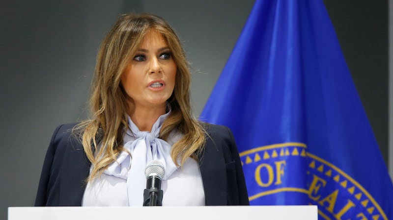 U.S. first lady Melania Trump delivers remarks at the sixth Federal Partners in Bullying Prevention (FPBP) Cyberbullying Prevention Summit in Rockville, Maryland. REUTERS/Chris Wattie.